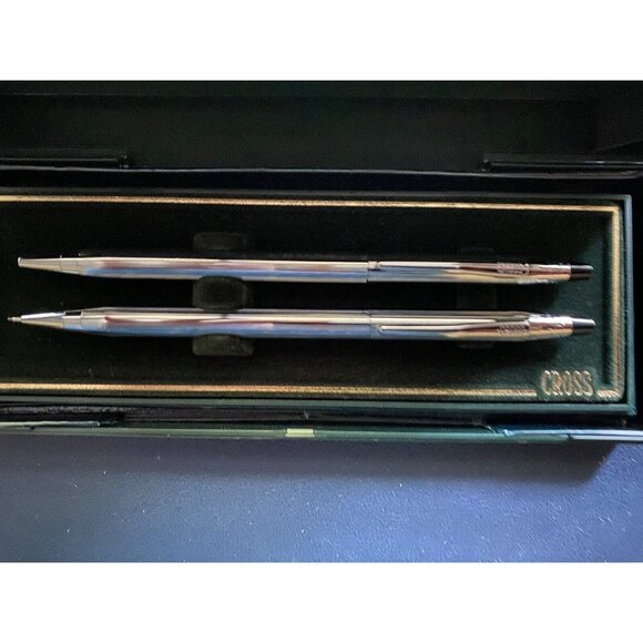 Vintage Cross Pen & Mechanical Pencil Set w/ Case & Manual, Blue Ink, 350105 - Picture 2 of 5